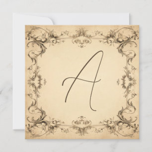 Tarjeta Festiva Elegancia vintage: Notecards con monograma de bron