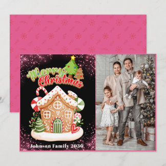 Tarjeta Festiva Elegant 1 Photo Modern Merry Christmas Dear Santa 