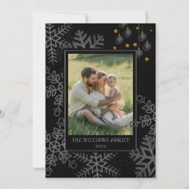 Tarjeta Festiva Elegant Black Christmas Greenery Wreath 4 Photo Ho