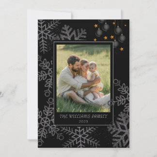 Tarjeta Festiva Elegant Black Christmas Greenery Wreath 4 Photo Ho