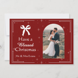 Tarjeta Festiva Elegant Blessed Christmas Photo Card 