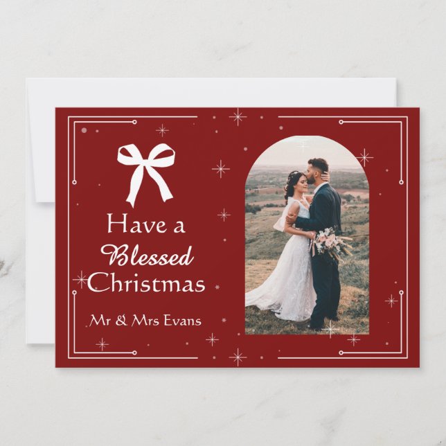 Tarjeta Festiva Elegant Blessed Christmas Photo Card  (Anverso)