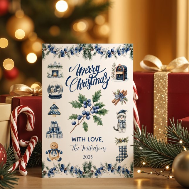 Tarjeta Festiva Elegant Blue Chinoiserie Christmas (Subido por el creador)