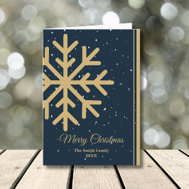 Tarjeta Festiva Elegant Blue Merry Christmas Snowflake Folded