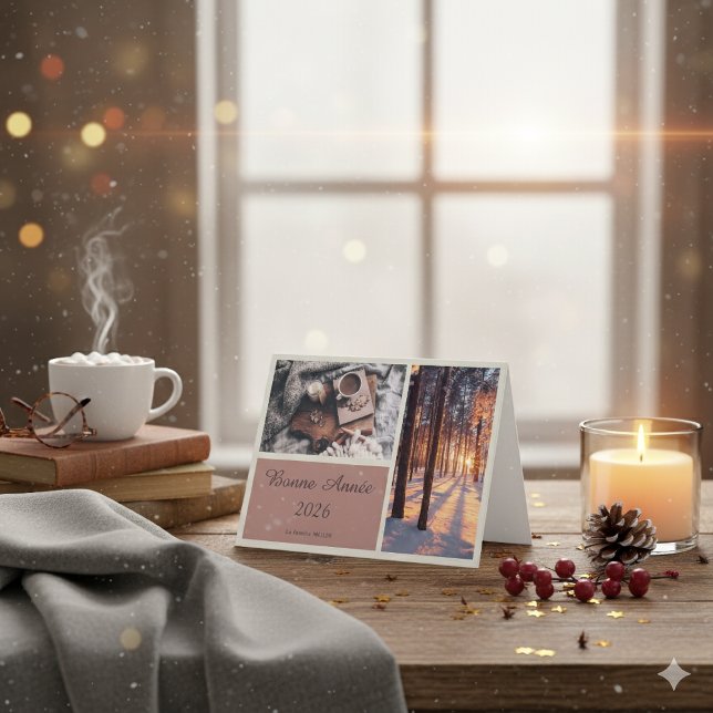 Tarjeta Festiva Elegant Bonne Année 2026 Folded Greeting Card (Subido por el creador)