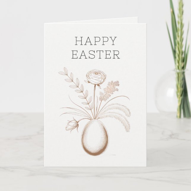 Tarjeta Festiva Elegant Botanical Easter Holiday Greeting Card (Anverso)