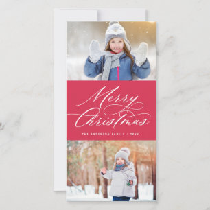 Tarjeta Festiva Elegant Calligraphy Script Merry Christmas 2 Photo