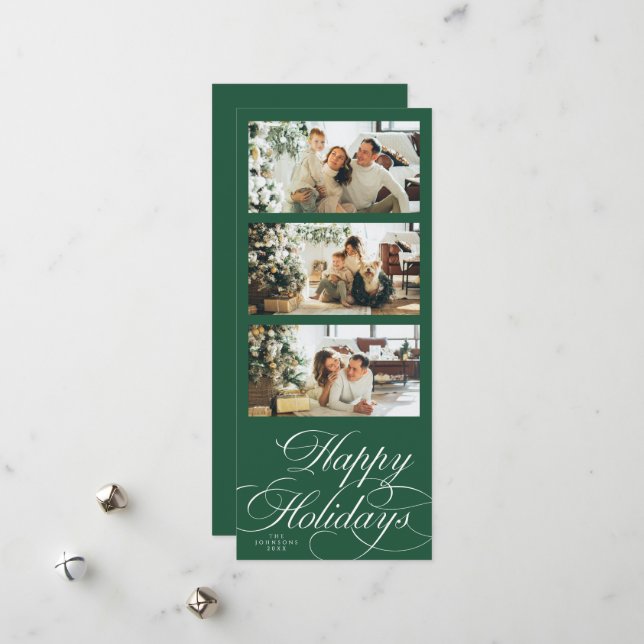 Tarjeta Festiva Elegant Calligraphy Script Photo Collage Christmas (Anverso/Reverso In Situ)