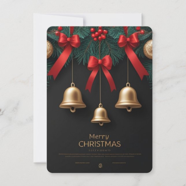 Tarjeta Festiva Elegant Christmas Bells Decor – (Anverso)