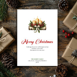 Tarjeta Festiva Elegant Christmas candles pine holly design card
