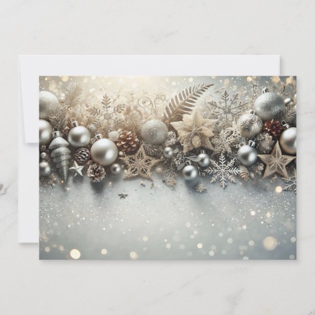 Tarjeta Festiva Elegant Christmas Glitter with Silver Highlights (Anverso)