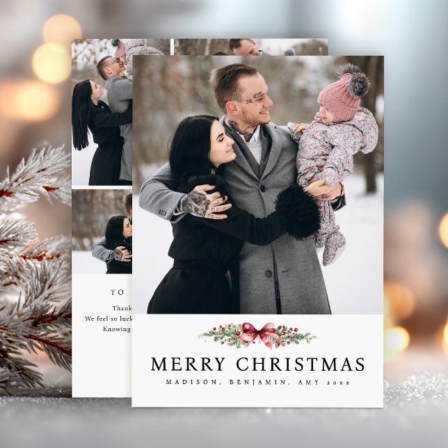 Tarjeta Festiva Elegant Christmas Photo Collage Simple  (Subido por el creador)