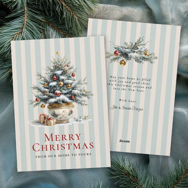 Tarjeta Festiva Elegant Christmas Tree in Porcelain Pot (Available in both printed and instant download digital formats.)
