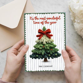 Tarjeta Festiva Elegant Christmas tree non photo green blue