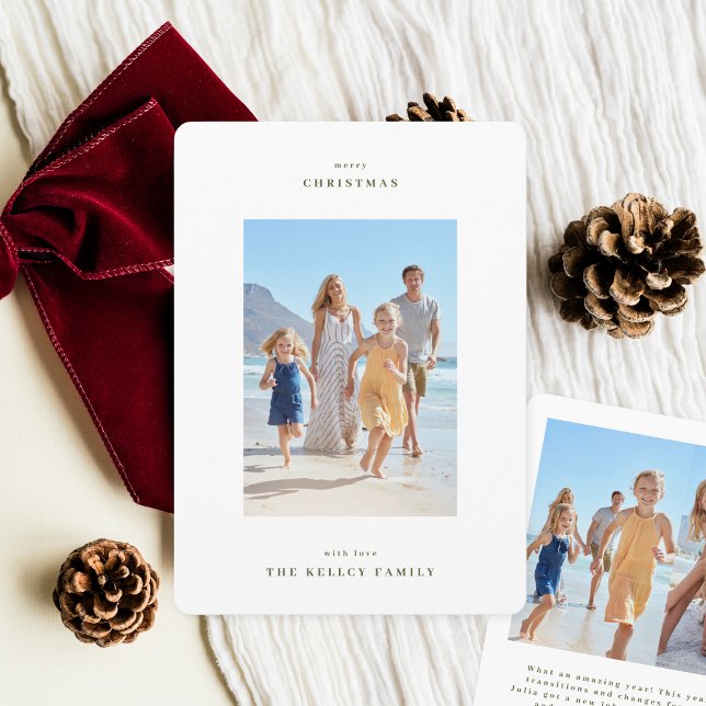 Tarjeta Festiva Elegant, Classic & Simple White Christmas Photo  (Subido por el creador)