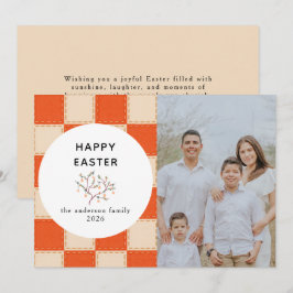 Tarjeta Festiva Elegant Coral & Cream Pattern  Happy Easter Photo