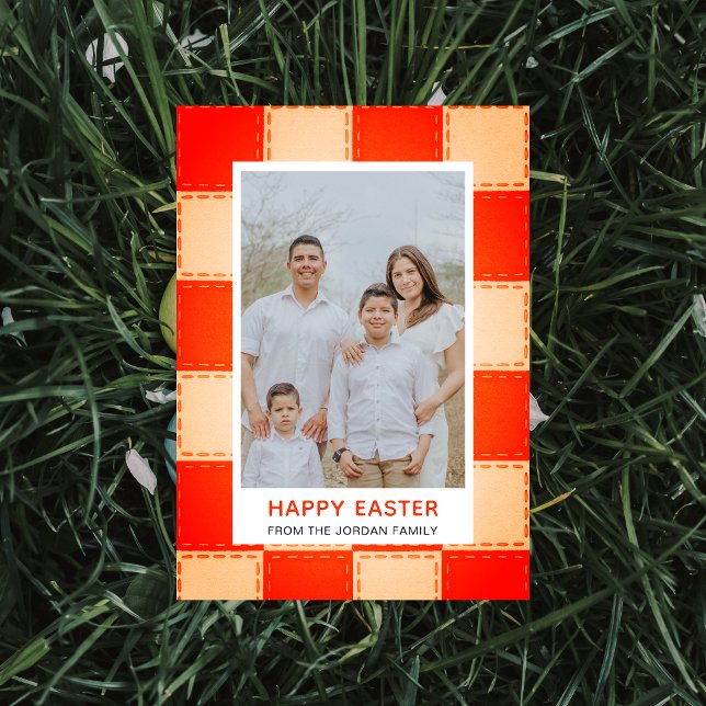 Tarjeta Festiva Elegant Coral & Cream Pattern Happy Easter Photo (Subido por el creador)