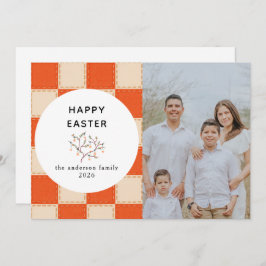 Tarjeta Festiva Elegant Coral & Cream Pattern  Happy Easter Photo