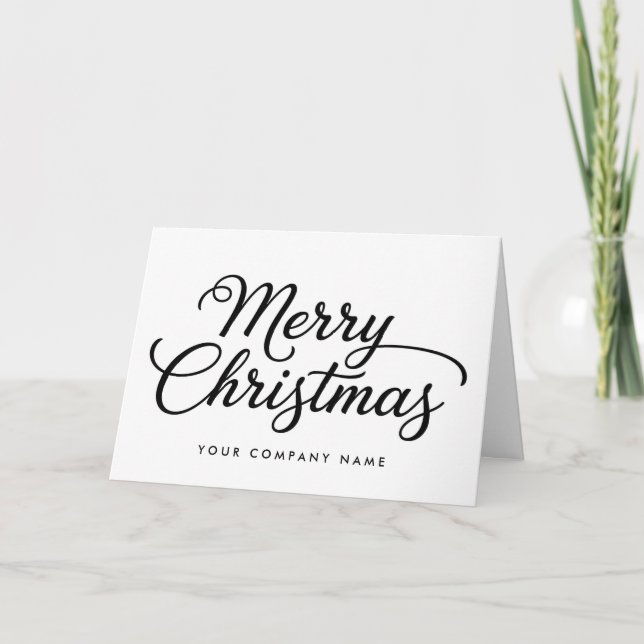 Tarjeta Festiva Elegant Cursive Script Merry Christmas (Anverso)