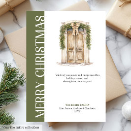 Tarjeta Festiva Elegant Earthy Colors Christmas Door Greeting Card