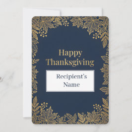 Tarjeta Festiva Elegant Fall Leaves Luxury Gold Foil