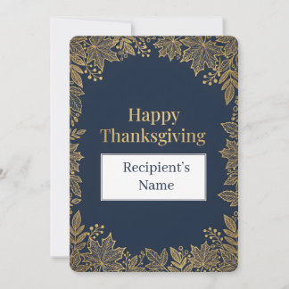 Tarjeta Festiva Elegant Fall Leaves Luxury Gold Foil
