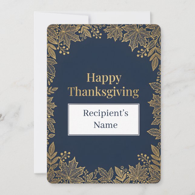 Tarjeta Festiva Elegant Fall Leaves Luxury Gold Foil (Anverso)