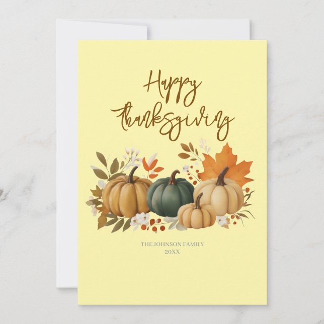 Tarjeta Festiva Elegant Fall Thanksgiving Card (Anverso)
