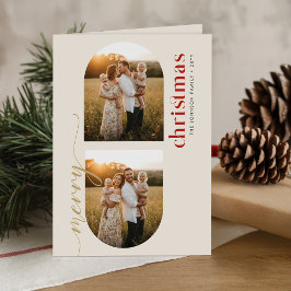 Tarjeta Festiva Elegant Family Christmas 3 Photo Arch Folded