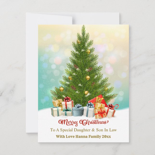 Tarjeta Festiva Elegant Family Holiday Present I Christmas Tree (Anverso)