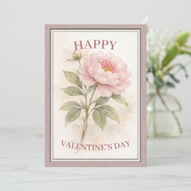 Tarjeta Festiva Elegant Floral Happy Valentine’s Day Card (Anverso de pie)