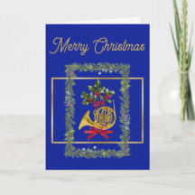 Elegant French Horn Christmas Royal Blue