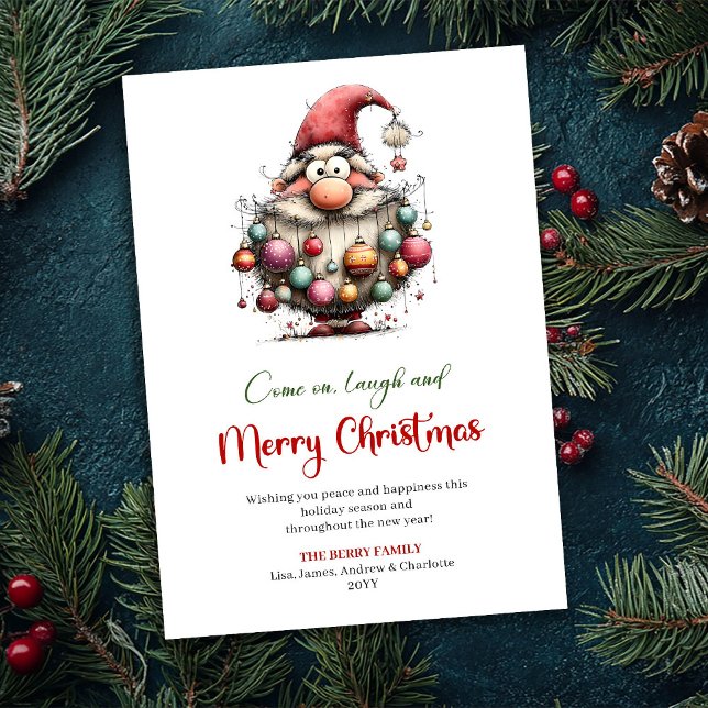 Tarjeta Festiva Elegant Funny Santa Watercolor Holiday Greeting (Elegant Funny Santa Watercolor Holiday Greeting)