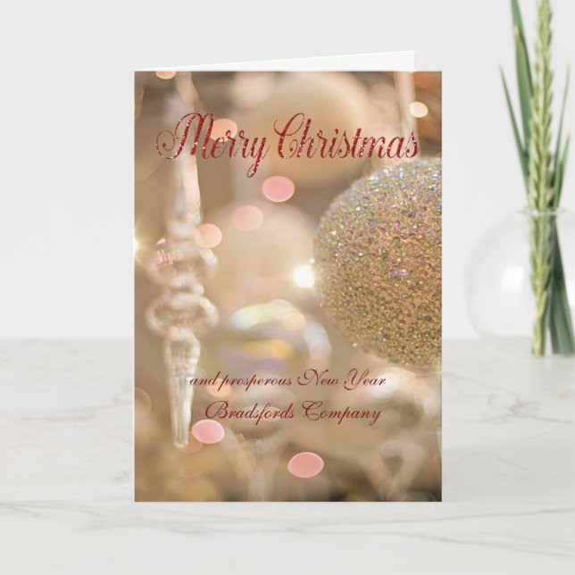 Tarjeta Festiva Elegant Glittery Christmas Ball, Company (Anverso)