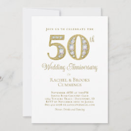 Tarjeta Festiva Elegant Gold 50th Wedding Anniversary Invitation