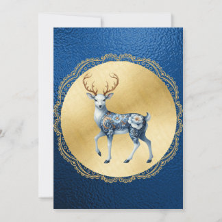 Tarjeta Festiva Elegant Gold and Blue Christmas Card