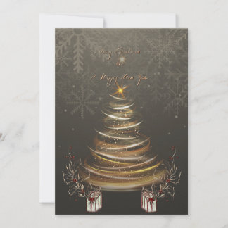 Tarjeta Festiva Elegant Gold Christmas Tree Card