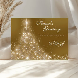 Tarjeta Festiva Elegant Gold Christmas Tree Corporate Business