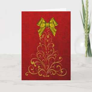 Tarjeta Festiva Elegant Gold Christmas Tree Greeting Card