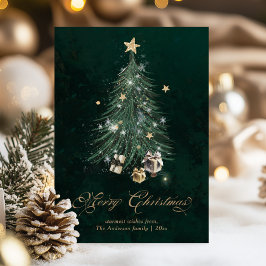 Tarjeta Festiva Elegant Gold Merry Christmas 