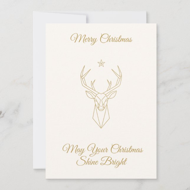 Tarjeta Festiva ✨ Elegant Gold Reindeer Christmas Card | Minimalis (Anverso)