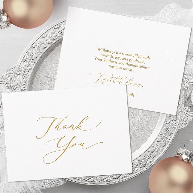 Tarjeta Festiva Elegant Gold Script Thank You Card (Subido por el creador)