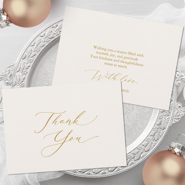 Tarjeta Festiva Elegant Gold Script Thank You Card (Subido por el creador)