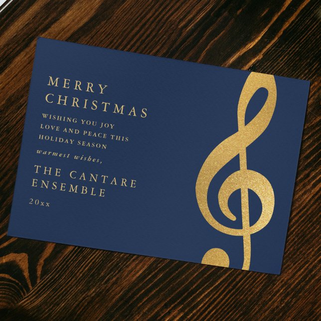 Tarjeta Festiva Elegant Gold Treble Clef Merry Christmas Non Photo (Subido por el creador)