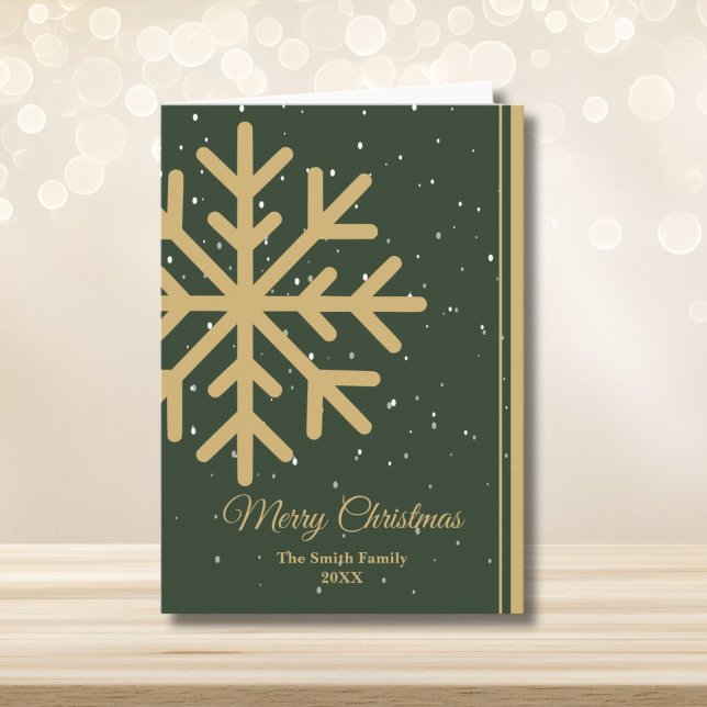Tarjeta Festiva Elegant Green Merry Christmas Snowflake Folded (Subido por el creador)