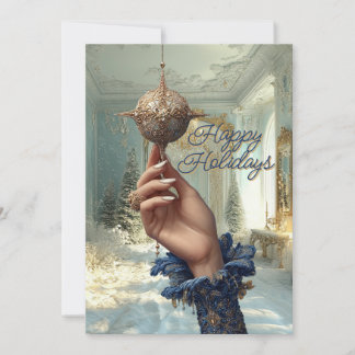 Tarjeta Festiva Elegant Hand & Ornament Holiday Card
