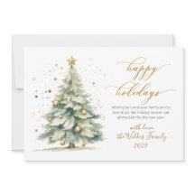 Elegant Happy Holidays Gold Script Christmas Tree