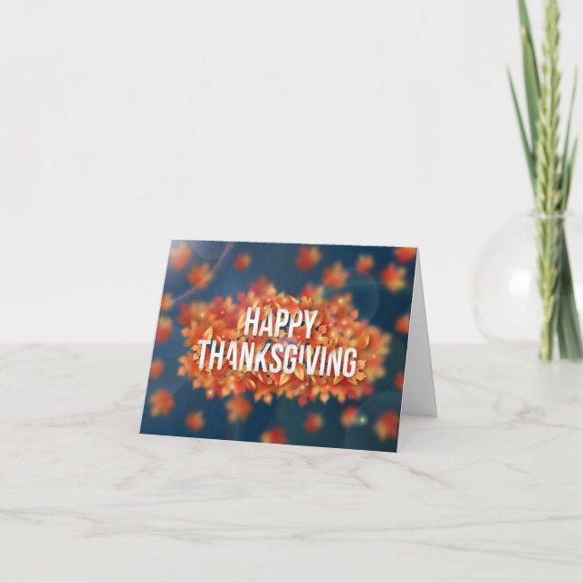 Tarjeta Festiva Elegant Happy Thanksgiving with Leave Autumn (Anverso)