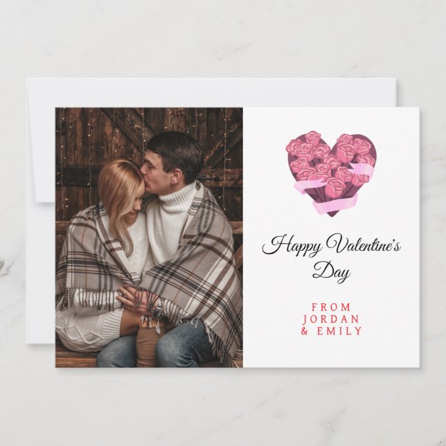 Tarjeta Festiva Elegant Heart Happy Valentine's Day Photo (Anverso)