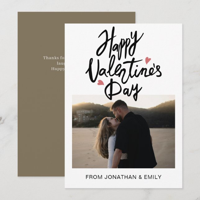 Tarjeta Festiva Elegant Hearts Happy Valentine's Day 1 Photo (Anverso / Reverso)